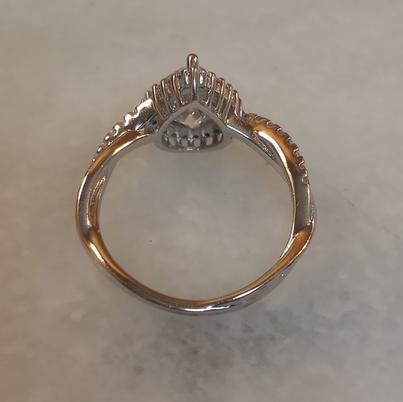 Moissanite Sterling Silver Pear Ring - Picture 2 of 5